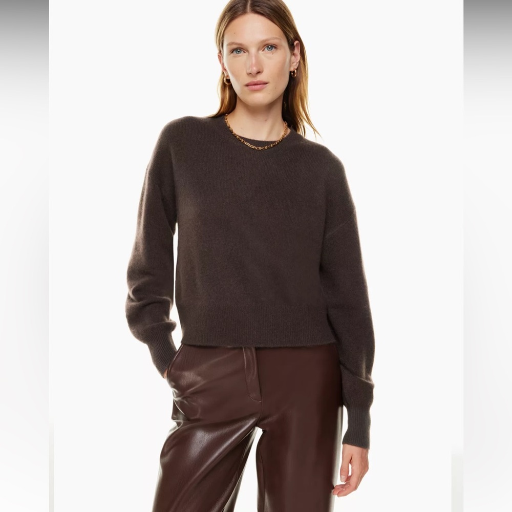 Aritzia Babaton Donatello Cashmere Luxe Brown Sweater NWT